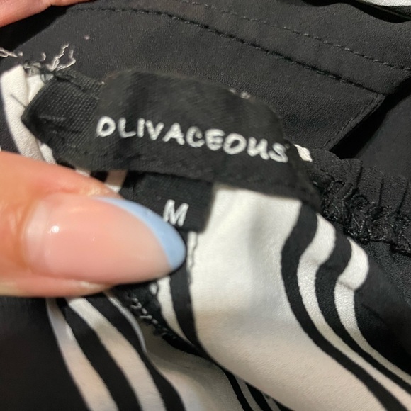 Olivaceous Black and white strapless tie up back jumpsuit size medium - Picture 5 of 13